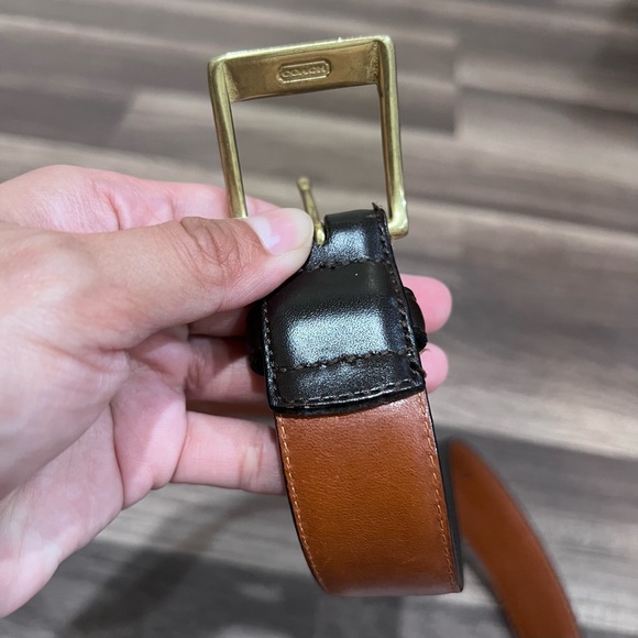 COACH Dark Brown Leather Belt with Gold Buckle size 95 / 38 - Picture 6 of 8